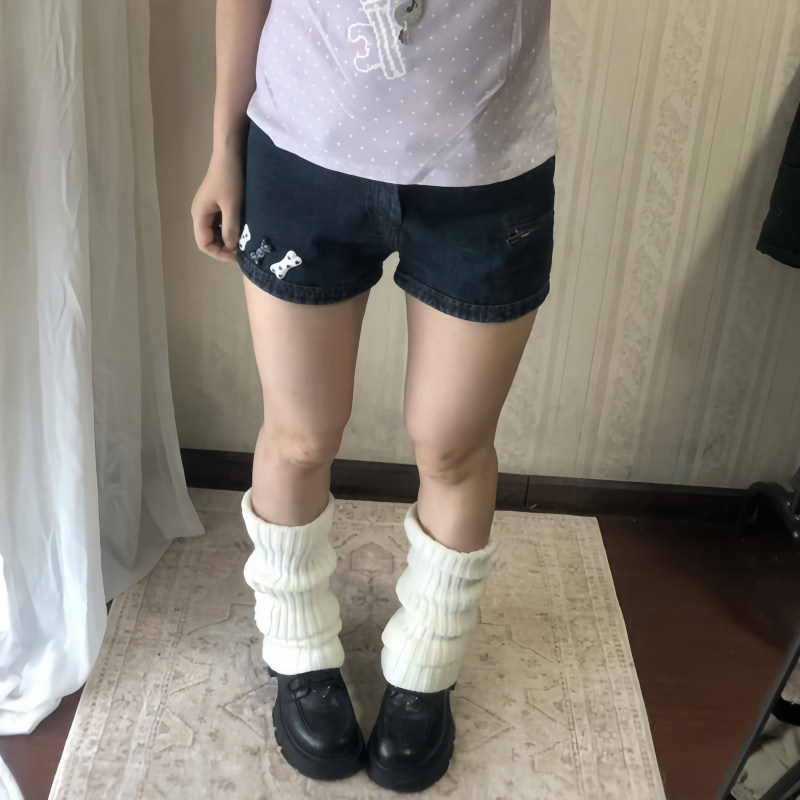 美式辣妹骨头装饰牛仔短裤女夏新款Y2K千禧风低腰显瘦弹力热裤子