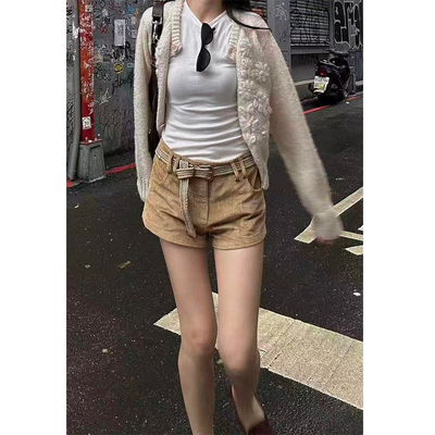 慵懒风卡其色灯芯绒百搭休闲裤女