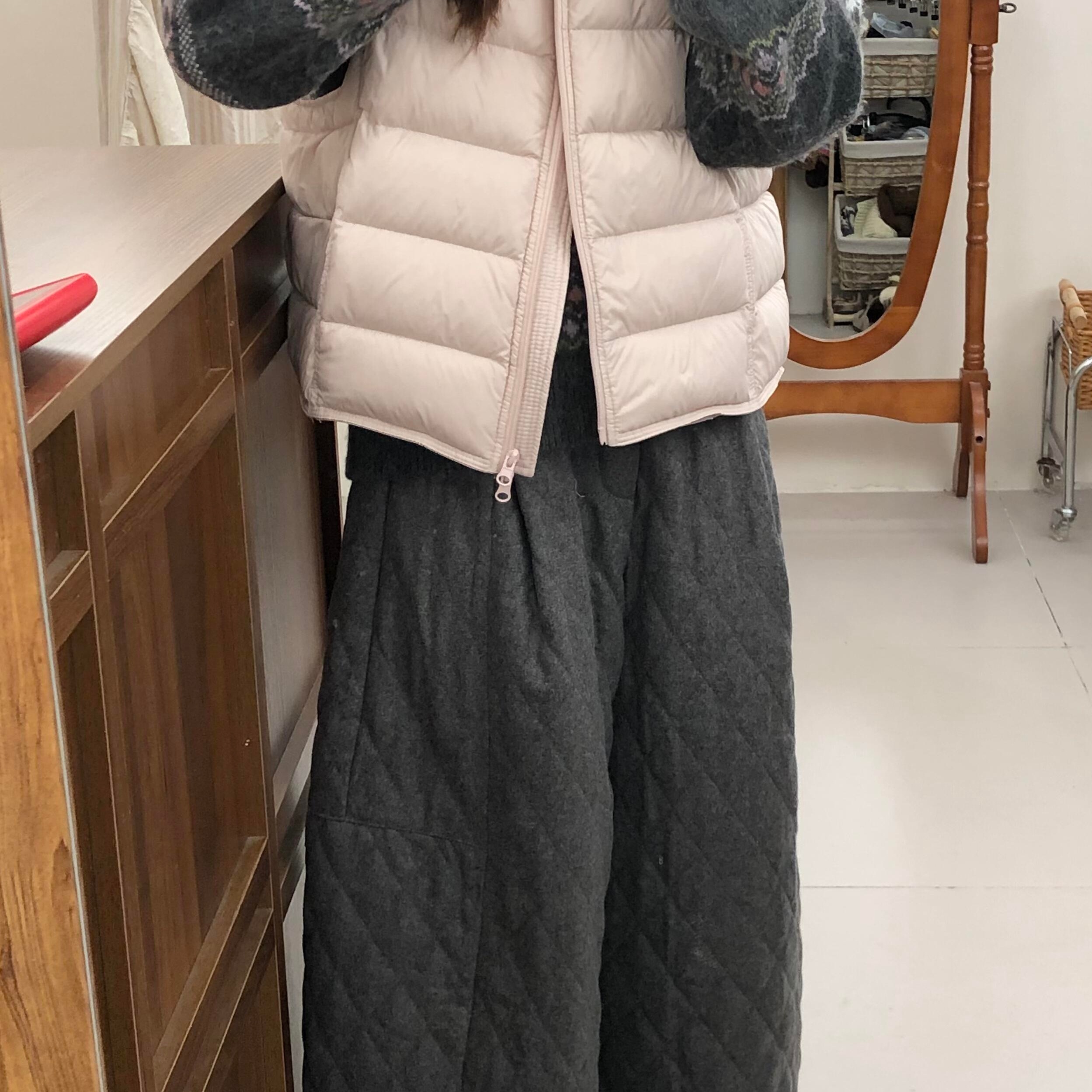 韩系复古灰色夹棉休闲裤