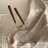 复古304不锈钢打蛋器 家用迷你奶胡木桃手柄打油搅拌棒器厨房SNP