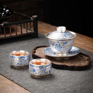一壶杯二高档茶杯壶送长辈导商套 20240521青领花鎏银主人杯茶具装