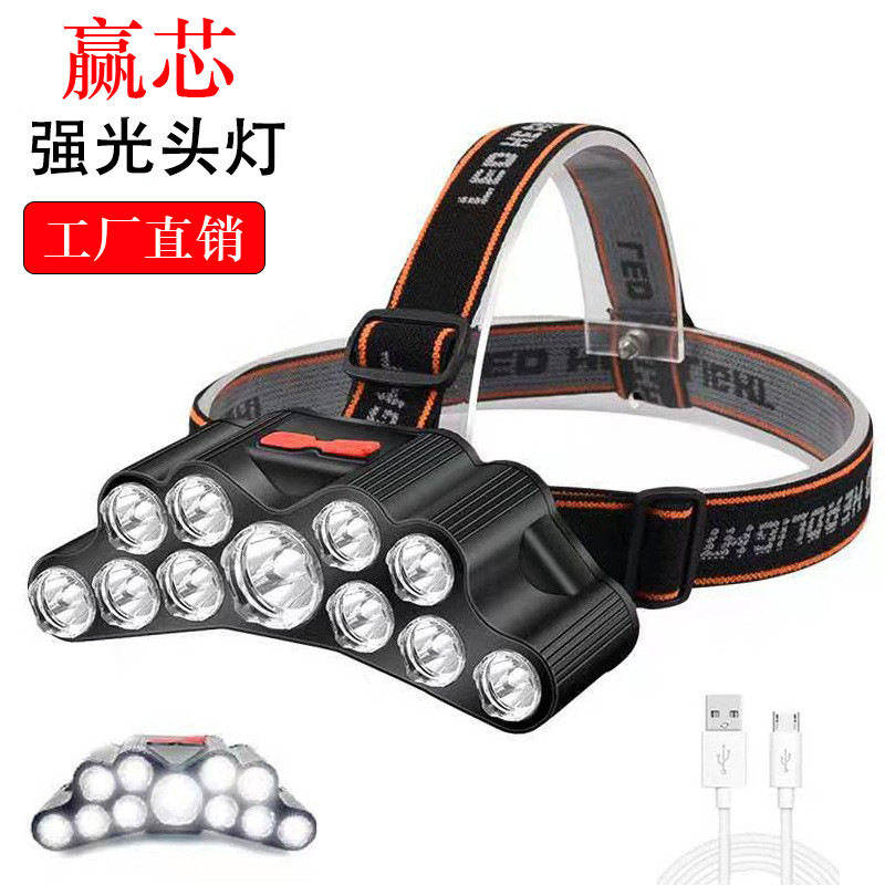 新款跨境11led头戴式手电筒頭头灯防水燈充电矿灯强光钓鱼夜户外,户外/登山/野营/旅行用品,头灯,淘宝优惠券,粉丝福利购,淘宝优惠卷