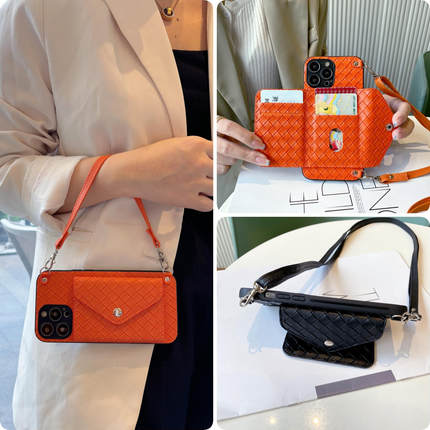 reno14pro编织纹13零钱包手机壳g适用oppo斜+挎s卡e包k皮f质z挂ace绳r全plus包9防8摔7新6款5时4尚3标2准1/0