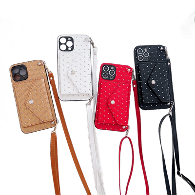 新款女小香风零钱包手机壳