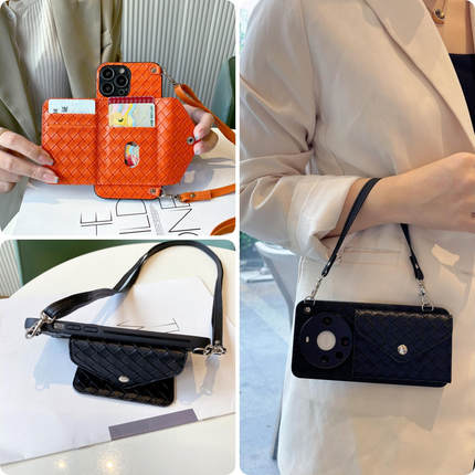 三星S30编织纹24零钱包手机壳f适用s25ultra斜+挎2卡e包plus皮m质a全note包3防9摔8时7尚6高5级4新1款0女g