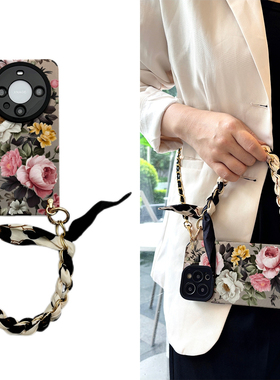 丝巾彩绘花x100spro斜挎手机壳适用vivo硅x90胶ultra软s壳plus全8包7防6摔5时4尚3小2众1女g高t级0定制手绳