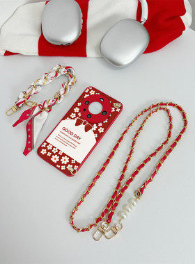 苹果16promax斜挎手机壳iphone15丝巾红色蝴蝶适用硅胶14软12壳13全11包plus防mini摔x新s款e女r高7级8时6尚4