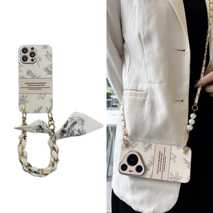 丝巾山茶花华为mate70斜挎pura手机壳p60pro 4高3级11感2奢1华0全g包s超e薄p 适用nova12硅胶9防8摔7女6新5款