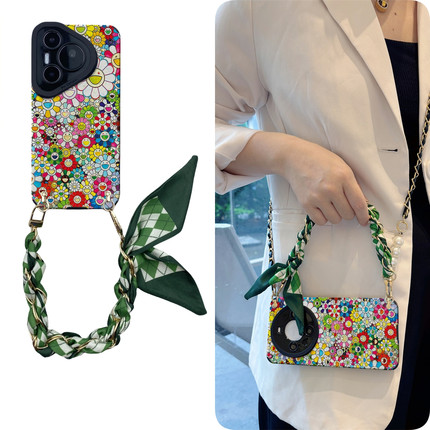 华为mate70pro苹果斜挎pura70手机壳太阳花x丝巾+适p用nova13硅12胶9防8摔7女6新5款4高3级11青g春s全1包e