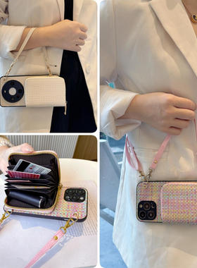 reno14pro编织包13零钱包手机壳g适用oppo斜+挎s卡e包k皮f质z挂ace绳r全plus包9防8摔7新6款5时4尚3标2准1/0