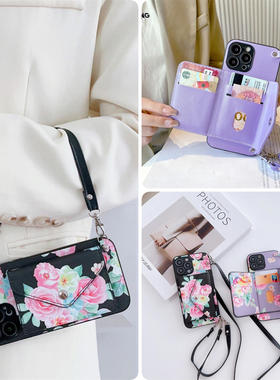 小米15玫瑰花civi4pro零钱包手机壳适用红米note14斜ultra挎s皮x质t卡+包r至g尊c新k款9高8级7/6/5/4/3/2/1/0