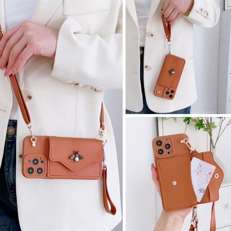 新款女小香风零钱包手机壳