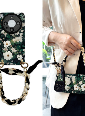 oppo斜挎reno12pro手机壳+复古花朵f丝巾find适r用k硅x胶11软0壳9全8包7防6摔5标4准3梦2境1女g/plus/s新e款z