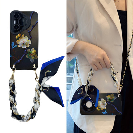 适用reno14pro手机壳oppo斜r挎+简约花a丝巾find硅x胶11软0壳9全8包7防6摔5标4准3梦2境1女g/plus/s新e款z/k