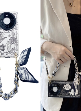 丝巾山茶花荣耀300斜挎手机壳+适用200华为magic新9款8女7硅6胶5防4摔3全2包0高1级x50感pro超s薄e青i春v/100