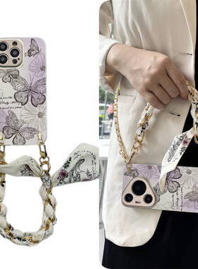 vivo斜挎x200S手机壳s19蝴蝶花100pro适y用plus硅iqoo12胶ultra全8包7防6摔5/neo/3/4女g/z/0/t/9/2/1/mini