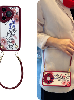 华为pura70斜挎手机壳mate60pro新年红色x丝巾+适p用nova12硅ultra胶9防8摔7女6新5款4高3级11活1力0青g春s/e