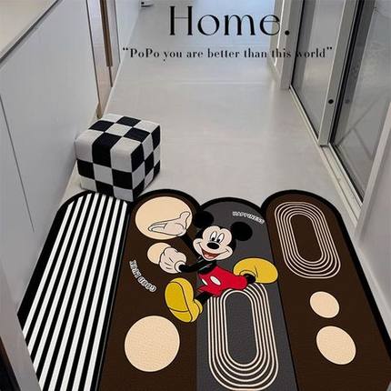 pvc入户门地垫家用免洗脚垫防水防滑卡通米奇进门室内耐脏垫子
