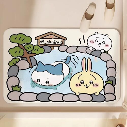 卡通新款吉伊卡哇硅藻泥浴室地垫防滑吸水速干淋浴间门口可爱脚垫