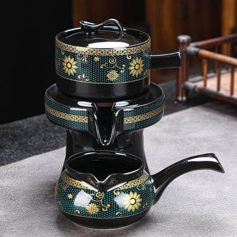 单个懒人石磨茶具单个旋转出水功夫茶壶复古时来运转自动冲泡茶d