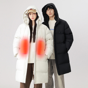 男女情侣款中长款智能温控加热羽绒棉服充电棉衣发热衣服棉袄外套