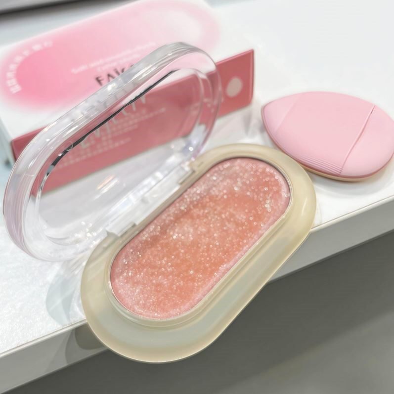 正品FAICCIA糯叽叽腮红高光眼影膏肉粉色珠光带细闪韩系清透水光