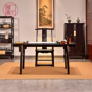 檀趣【紫光檀专卖】红木家具中式书桌办公桌平头案明式夹头榫画案