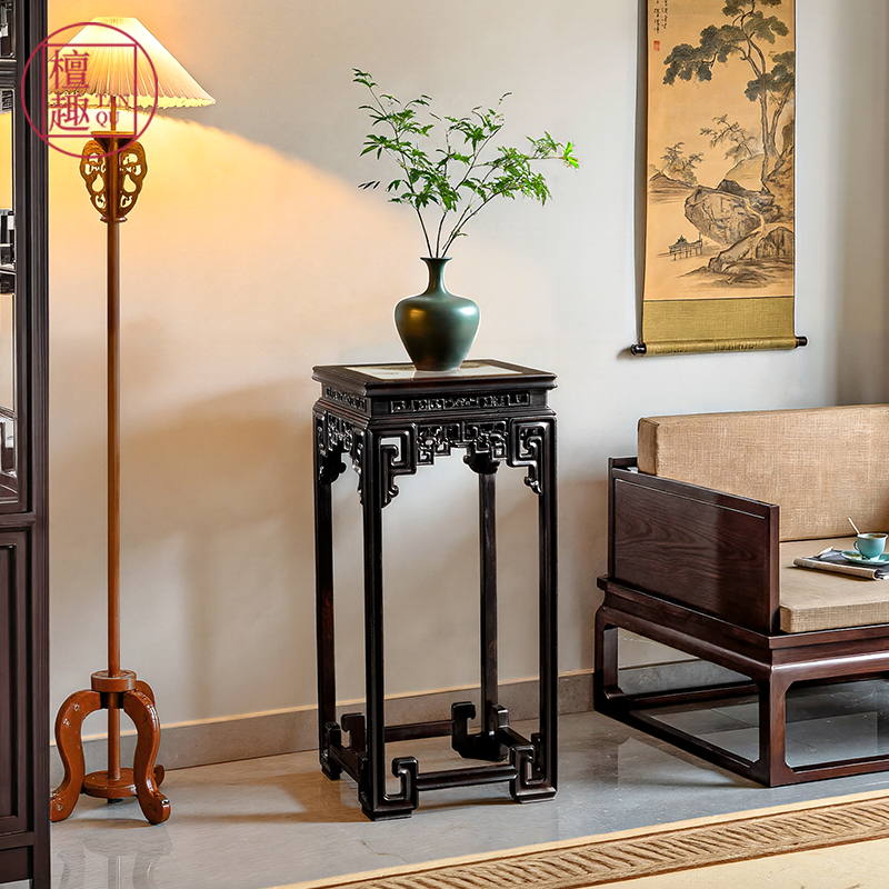 檀趣【紫光檀专卖】红木花架中式透雕夔龙纹香几落地盆景架置物架,住宅家具,红木边桌几类,淘宝优惠券,粉丝福利购,淘宝优惠卷