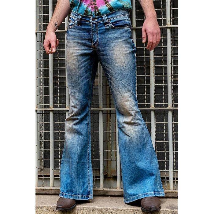 亚马逊外贸牛仔裤男士覆古风新款弹力港风喇叭男牛仔裤men jeans