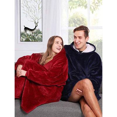 Plush Fleece Sherpa Blanket Warm Pocket Hoodie TV Blankets