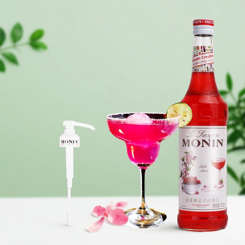 MONIN莫林盐渍樱花风味糖浆700ml 酒吧调鸡尾酒咖啡厅