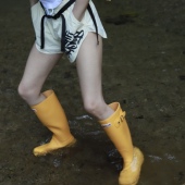 户外防水雨靴露营徒步防滑水靴女式 复古胶雨鞋 百搭显瘦高筒长筒靴