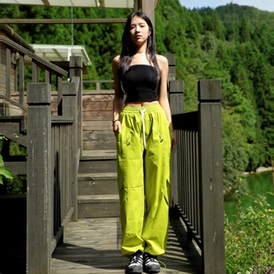 男休闲宽松显瘦抽绳直筒长裤 裤 女 山系户外徒步登山工装 宇宙田野