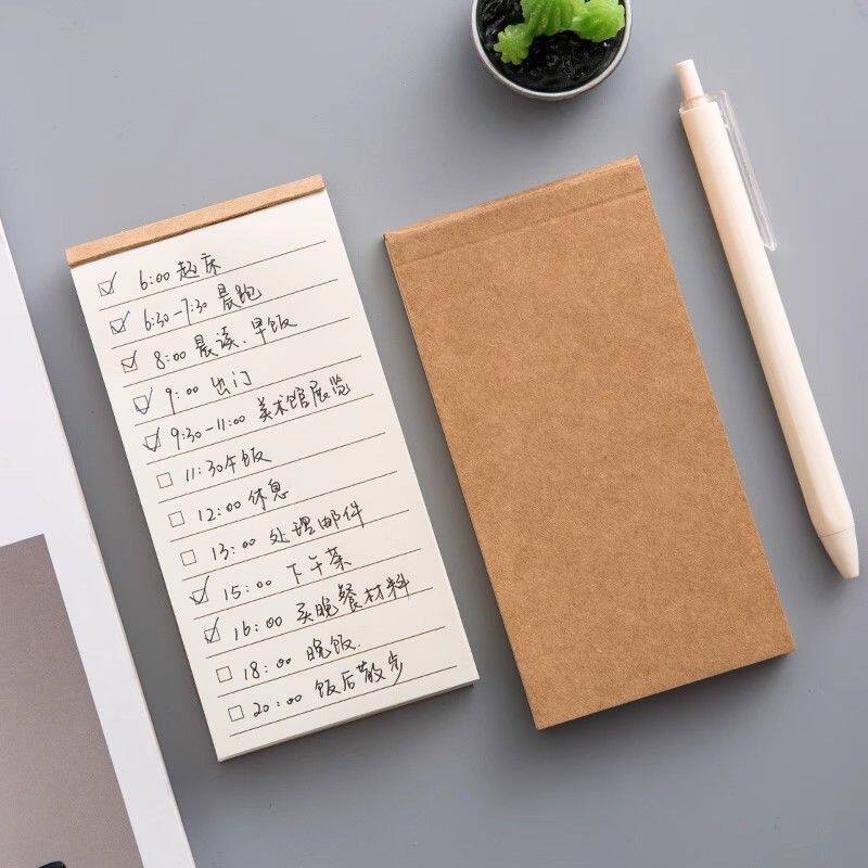 牛皮纸长条小型上翻便签本横线方格记事计划小笔记本