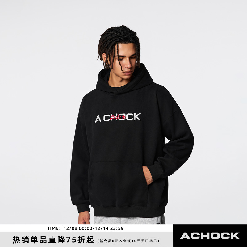 【Achock官方店】美式高街logo刺绣上衣外套潮牌秋冬新款连帽卫衣