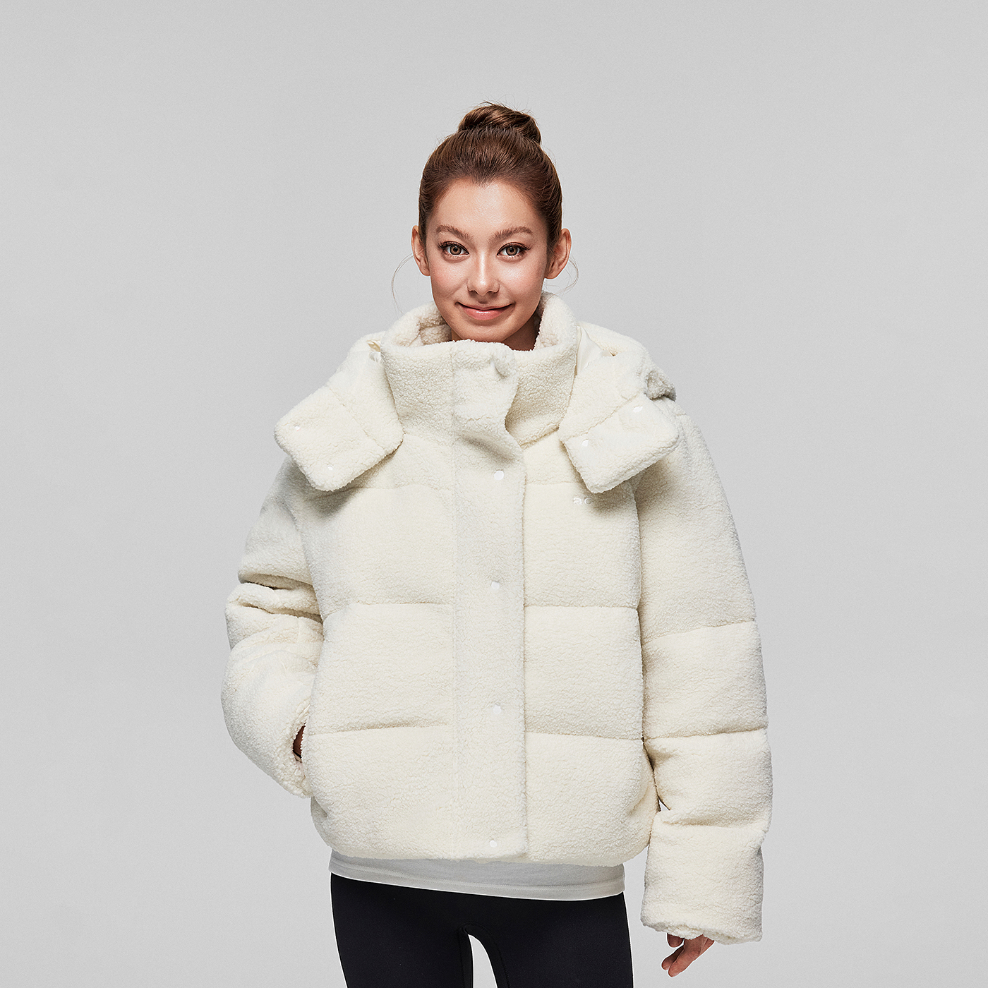 【Achock官方店】冬季重磅纯色加厚保暖棉服羊羔绒立领防风外套女