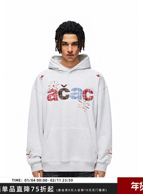 【Achock官方店】acac系列烟花格纹刺绣帽衫外套新款百搭连帽卫衣