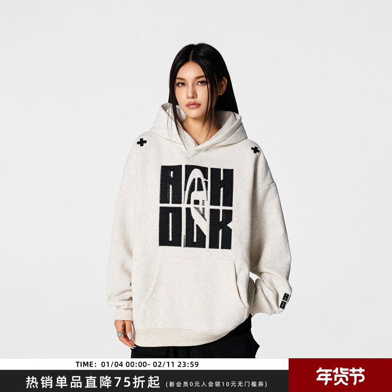 【Achock官方店】重工刺绣连帽卫衣潮秋冬加绒加厚重磅情侣款外套,男装,卫衣,淘宝优惠券,粉丝福利购,淘宝优惠卷