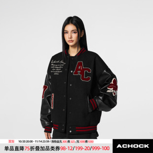 复古撞色棒球服外套毛巾绣新款 美式 飞行员夹克 明星苏新皓同款