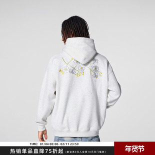 【Achock官方店】美式复古花卉连帽卫衣男女潮牌加绒加厚重磅上衣