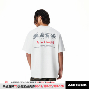 新款 T恤美式 潮牌街头骑士印花半袖 情侣圆领短袖 Achock官方店