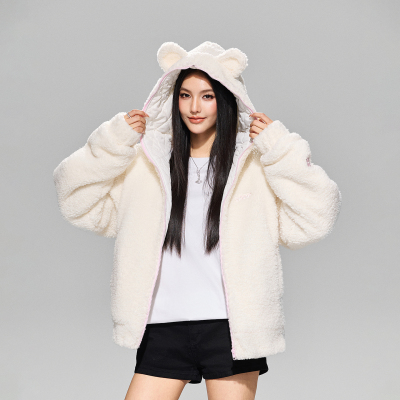 【Achock官方店】羊羔绒外套冬季加厚保暖棉衣可爱熊耳连帽棉服女