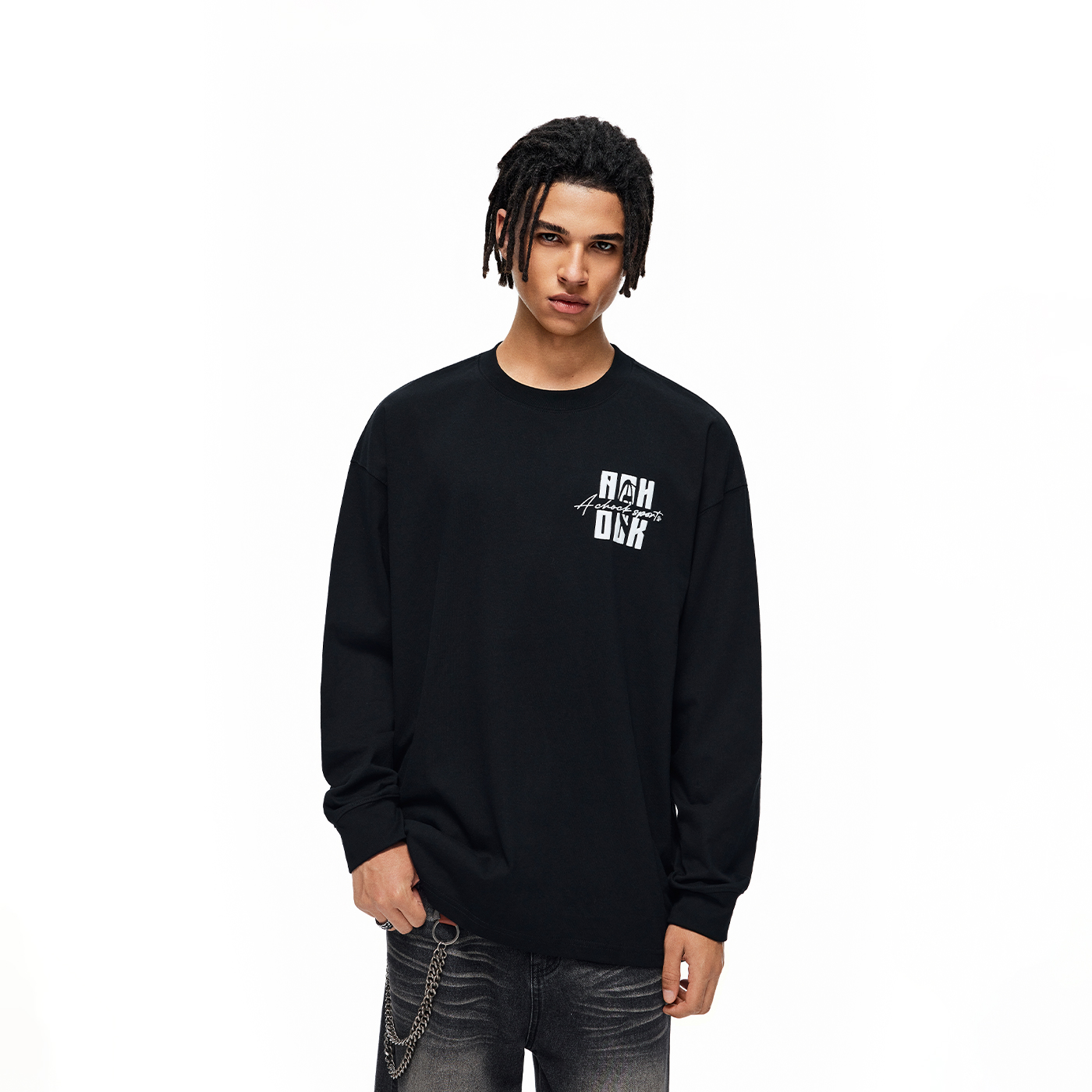 【Achock官方店】美式重工logo刺绣打底上衣潮牌百搭新款长袖T恤