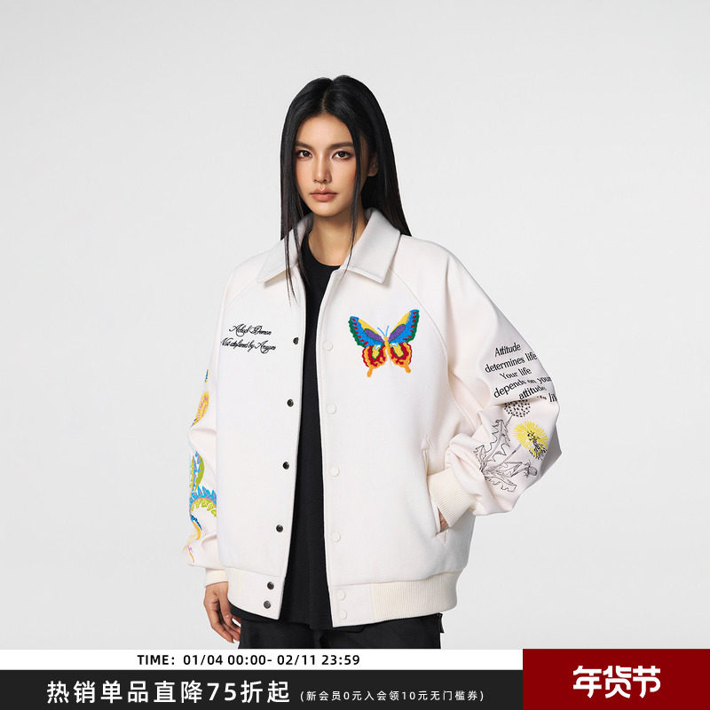 【Achock官方店】25SS新款毛巾绣立领棒球服外套潮牌美式夹克情侣,男装,夹克,淘宝优惠券,粉丝福利购,淘宝优惠卷