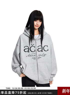 【Achock官方店】acac系列美式街头刺绣珍珠logo开衫外套校园卫衣