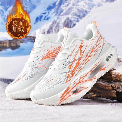 男童加厚保暖二棉鞋子男鞋冬季青少年学生皮面防水加绒运动跑步鞋