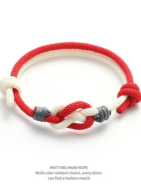 情侣手链ins学生简约高颜值一对小众设计手工编织手绳可调节潮流