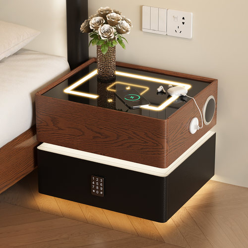 智能悬浮床头柜多功能实木创意