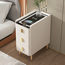 超窄智能床头柜实木简约现代无线充电带灯边柜小型三抽家用储物柜