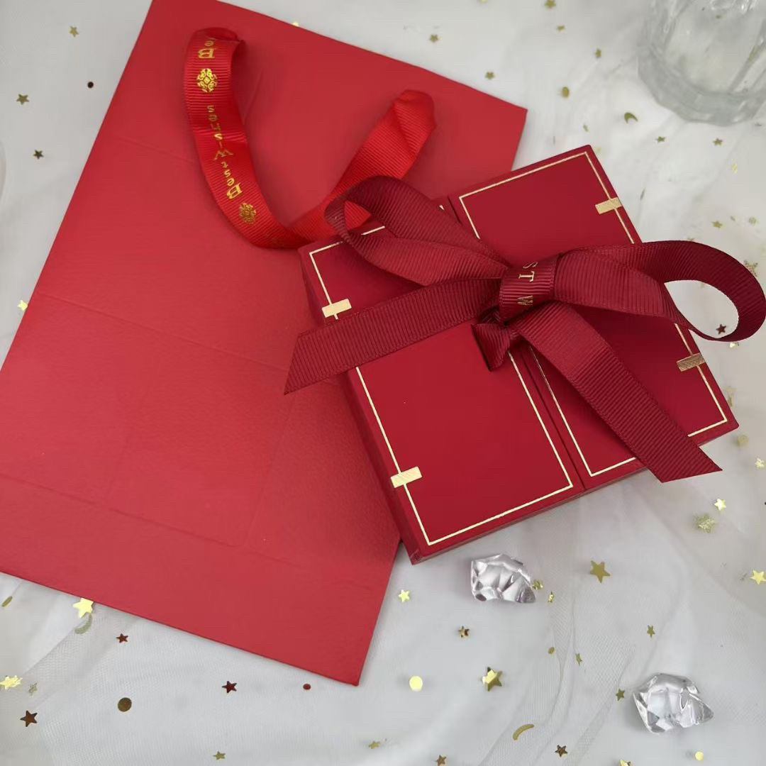 蝴蝶结双开门首饰套装盒戒指项链手链耳钉多用套装盒婚礼三金礼盒